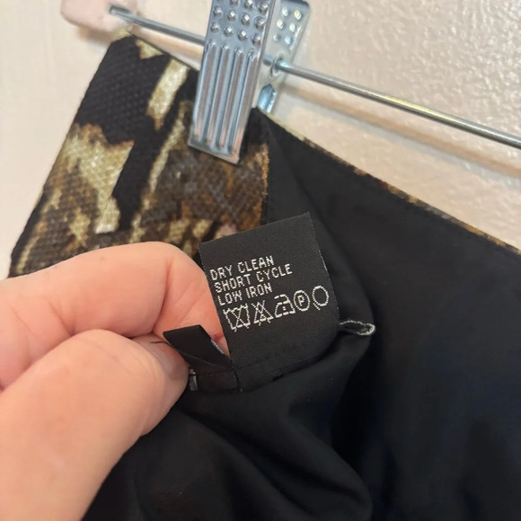 Ectetera Womens Wool Silk Skirt Geometric Animal Print Unique Black Green Size 6 - Picture 6 of 6